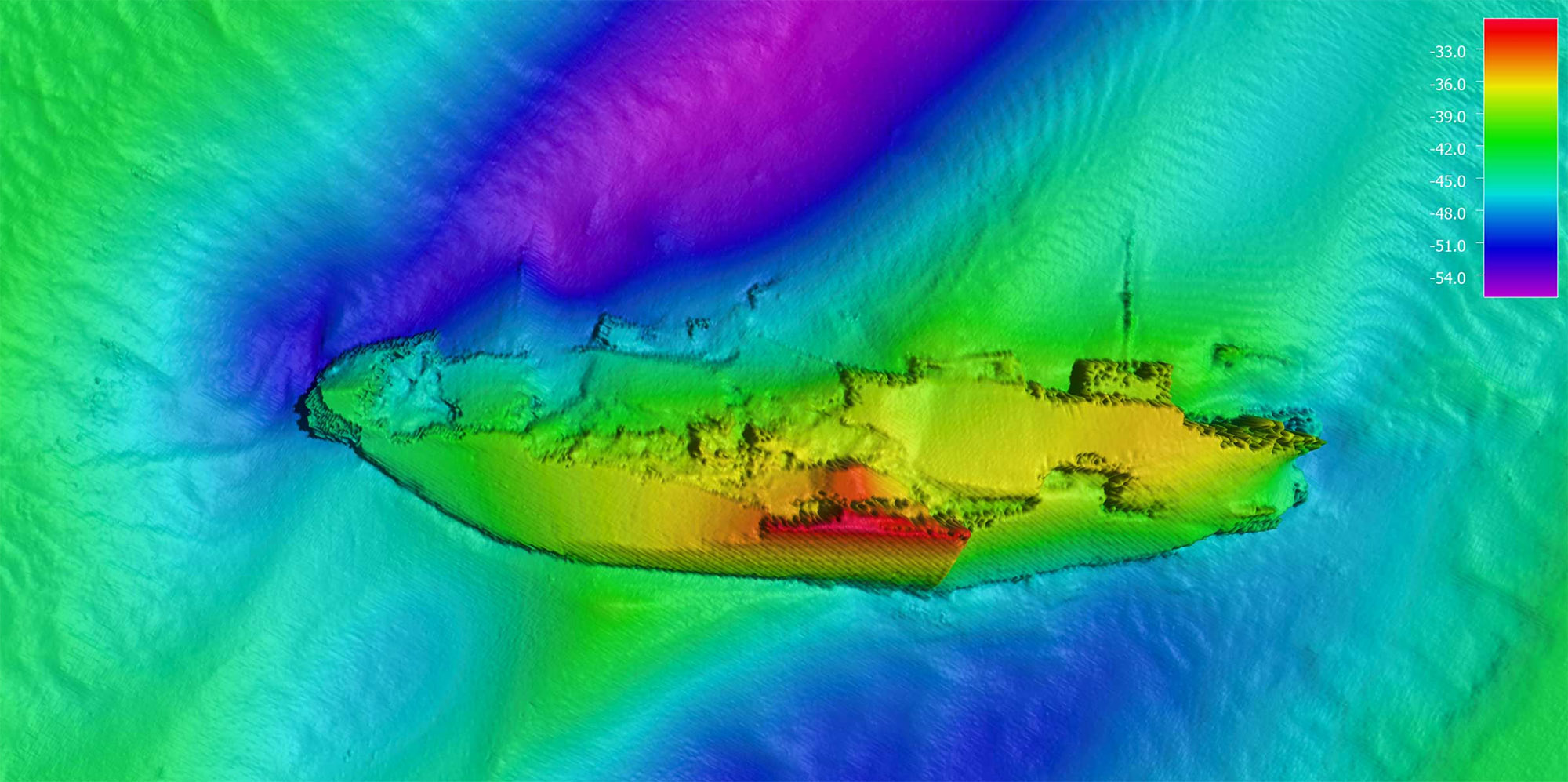 Imaging of a sunken wreck.