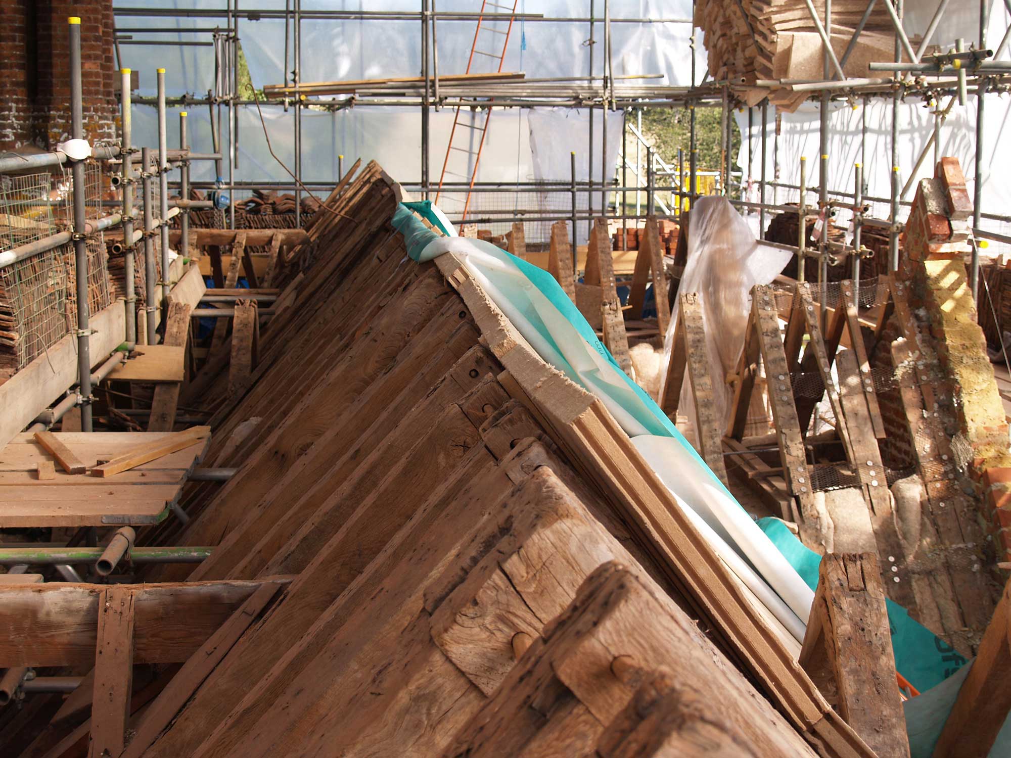 Roof insulation in progress at Greys Court, Oxfordshire
