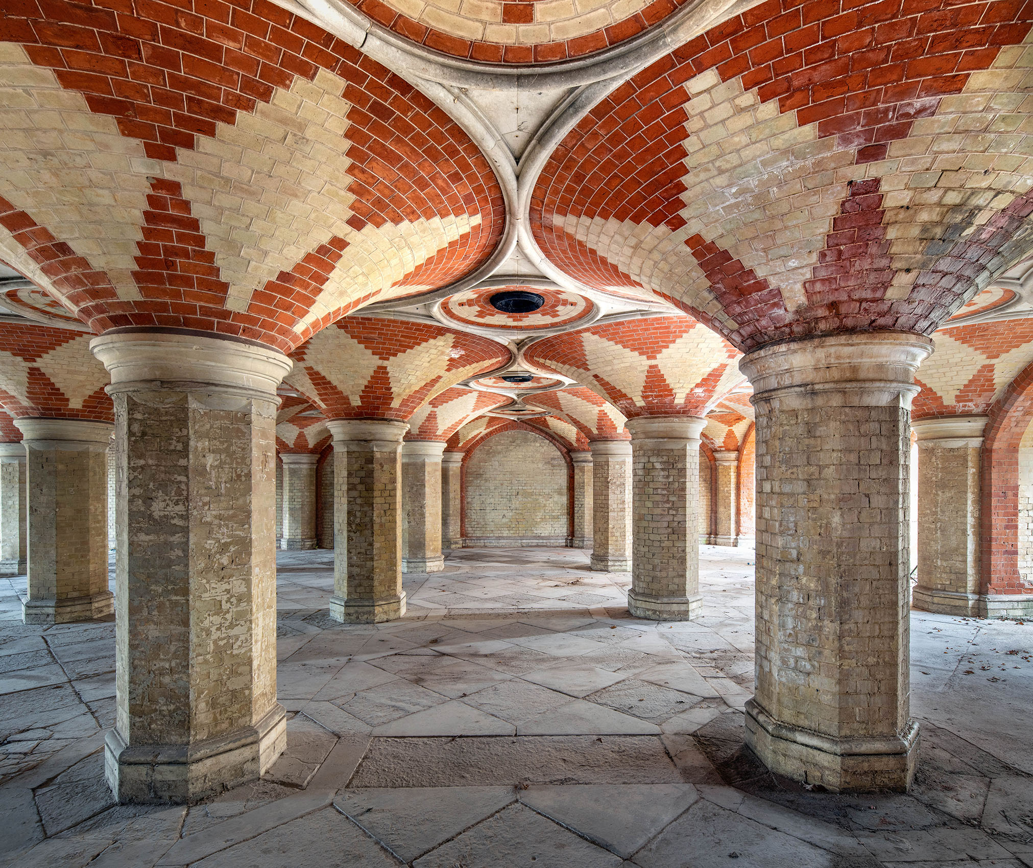 View of decorative brickwork in subway