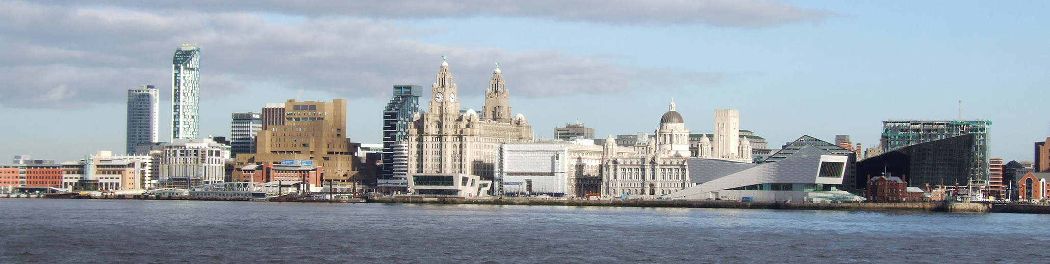 Landscape view of Liverpool across the Mersey.