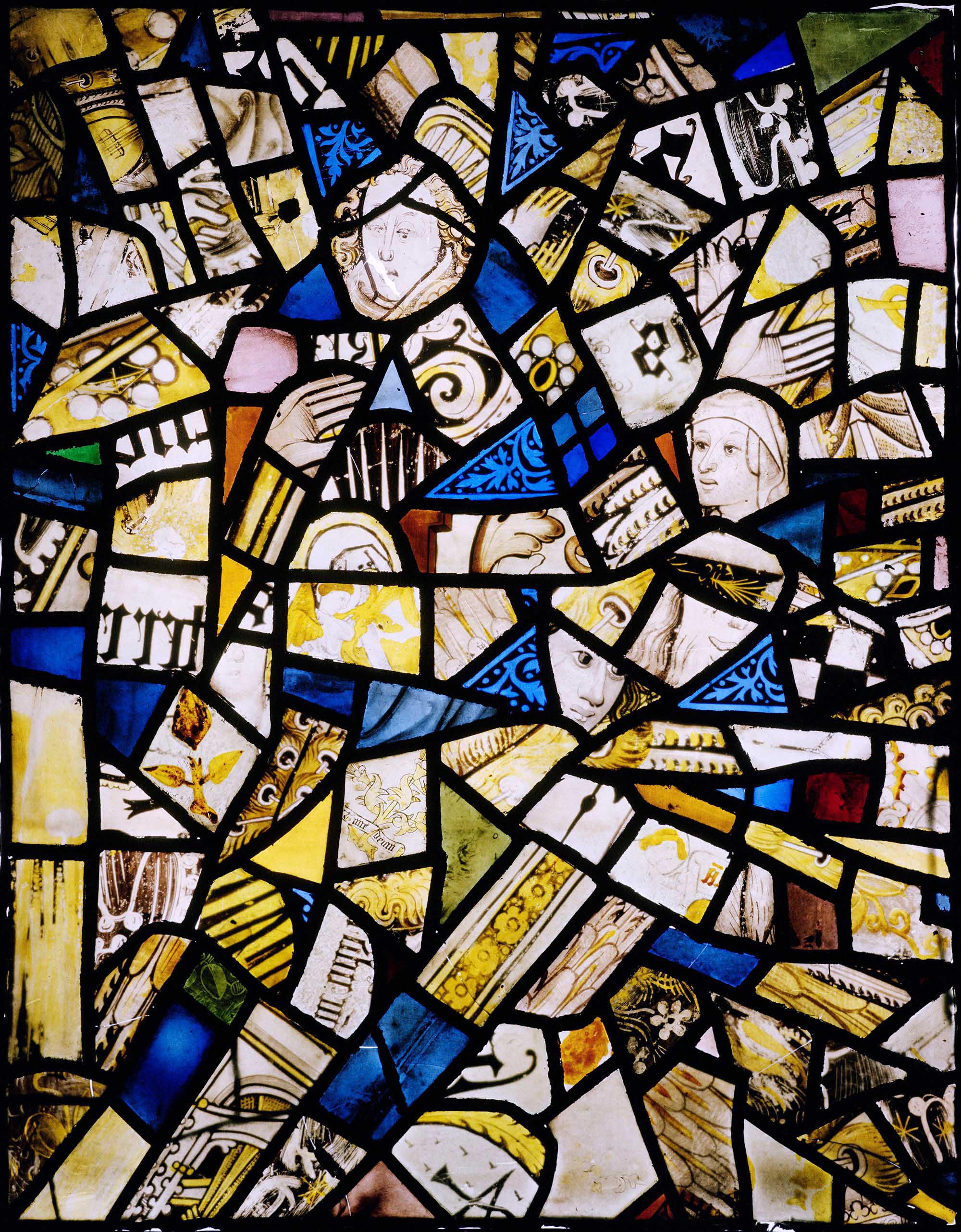 A stained glass window made from the fragments of windows that were shattered during bombing of Coventry Cathedral.