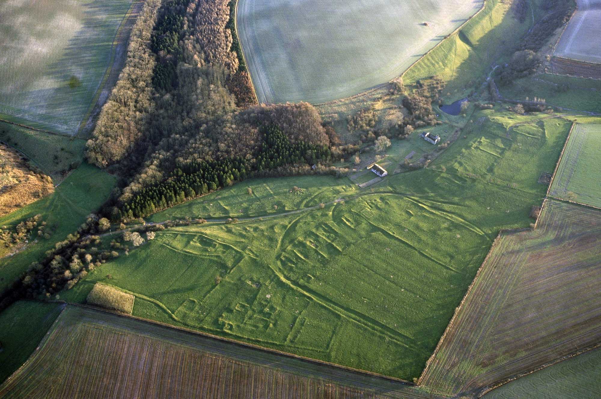 Aerial view of Wharram Percy Medieval Village