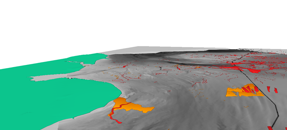 Simulation of a coastal landscape.