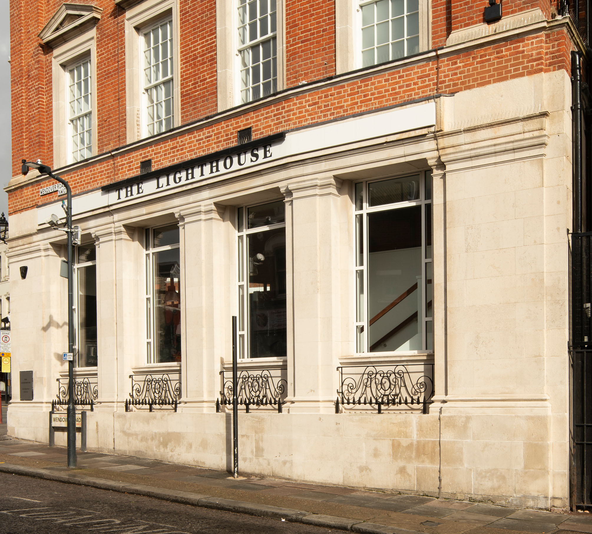 Detail of newly restored iron work on Lighthouse building.