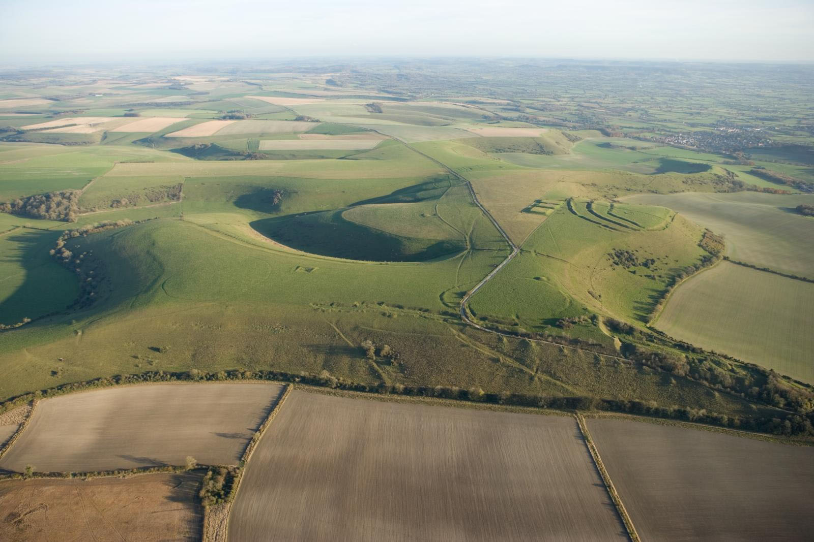 Aerial view of open landscape